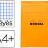 BLOC BUREAU RHODIA A4+ PAPIER VALIN SURFIN COUVERTURE ENDUITE ENVELOPPANTE 210X320MM 80F DATACHABLES 80G SAYES ORANGE