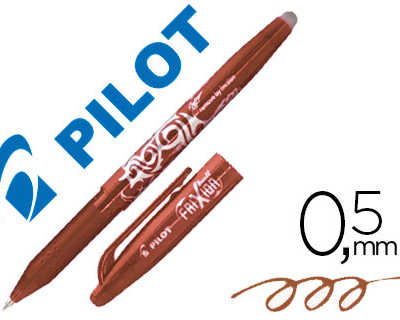 roller-pilot-frixion-ball-acri-ture-moyenne-0-5mm-encre-effacable-grip-prahension-rechargeable-gomme-sertie-marron