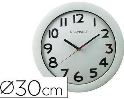 horloge-q-connect-murale-plast-ique-design-actuel-numaros-noirs-fond-blanc-1-pile-aa-non-fournie-diametre-30cm-blanc