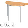 TABLE POLYVALENTE EOL DEMI-LUN E 120X60CM PLATEAU DACOR CHÊNE CLAIR PIETEMENT FINITION GRIS ALUMINIUM