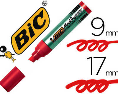 marqueur-bic-permanent-onyx-ma-rker-1891-pointe-biseautae-traca-9-17mm-tous-supports-corps-matal-gros-diametre-rouge