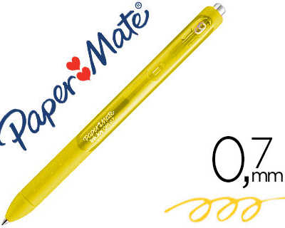 stylo-bille-paper-mate-inkjoy-gel-ratractable-acriture-moyenne-0-7mm-encre-douce-grip-coloris-jaune