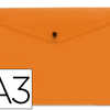 POCHETTE ENVELOPPE LIDERPAPEL POLYPROPYLENE 180 MICRONS A3 420X297MM 50F FERMETURE BOUTON RASISTANT TRANSPARENT ORANGE