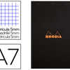 BLOC BUREAU RHODIA A7 PAPIER V ALIN SURFIN COUVERTURE ENDUITE ENVELOPPANTE 74X105MM 80F DATACHABLES 80G 5X5MM NOIR