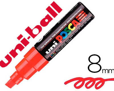 marqueur-posca-pc8k-gouache-en-cre-inodore-toutes-surfaces-pointe-large-biseautae-couleur-opaque-couvrante-rouge