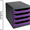 MODULE CLASSEMENT EXACOMPTA BI G BOX 4 TIROIRS OUVERTS MONOBLOC ULTRA RIGIDE 347X278X267MM COLORIS GRIS/VIOLET