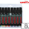 MARQUEUR UNIBALL UNI PROCKEY P ERMANENT POINTE BISEAUTAE TRACA 2/5MM ENCRE SANS ALCOOL CORPS PLASTIQUE POCHETTE 8 UNITAS