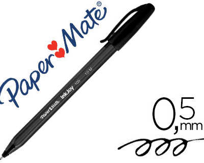 stylo-bille-paper-mate-inkjoy-100-acriture-moyenne-0-5mm-ultra-douce-corps-triangulaire-rasiste-bavures-coloris-noir