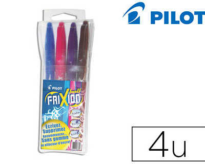 roller-pilot-frixion-ball-acri-ture-moyenne-0-5mm-encre-effacable-rechargeable-gomme-couleurs-fun-pochette-4-unitas