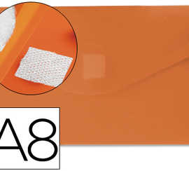 pochette-enveloppe-liderpapel-polypropylene-180-microns-a8-74x52mm-50f-fermeture-bouton-rasistant-transparent-orange