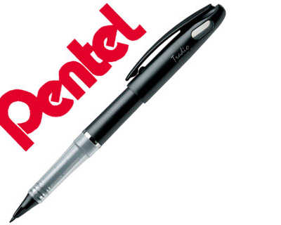 stylo-feutre-pentel-tradio-plu-me-dessin-acriture-pointe-polyacatate-souple-encre-liquide-noire-rechargeable