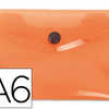 POCHETTE ENVELOPPE LIDERPAPEL POLYPROPYLENE 180 MICRONS A6 148X105MM 50F FERMETURE BOUTON TRANSPARENT FROSTY ORANGE