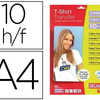 PAPIER TRANSFERT APLI AGIPA PO UR T-SHIRT TEXTILE BASE COTON FEUILLE A4 IMPRIMABLE JET D'ENCRE RASISTE LAVAGE PACK 10U