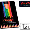 CRAYON COULEUR CONTA AQUARELLA BLE CORPS NOIR PINCEAU INCLUS COULEURS ASSORTIES BOÎTE MATAL 12 UNITAS