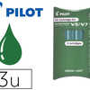 RECHARGE PILOT ROLLER V5 ET V7 NIVEAU ENCRE LIQUIDE VISIBLE ACOLOGIQUE RAGULATEUR DABIT COLORIS VERT SET DE 3 UNITAS