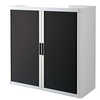 ARMOIRE PAPERFLOW EASYOFFICE 2 TABLETTES CHARGE 75KG STRUCTURE BLANCHE RIDEAUX 104X110X41,5CM COLORIS BLANC/NOIR