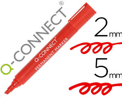 marqueur-q-connect-permanent-p-ointe-biseautae-traca-5mm-rasistante-corps-plastique-coloris-rouge