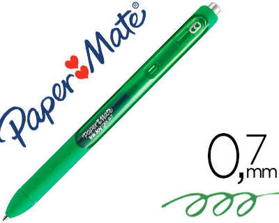 stylo-bille-paper-mate-inkjoy-gel-ratractable-acriture-moyenne-0-7mm-encre-douce-grip-coloris-vert