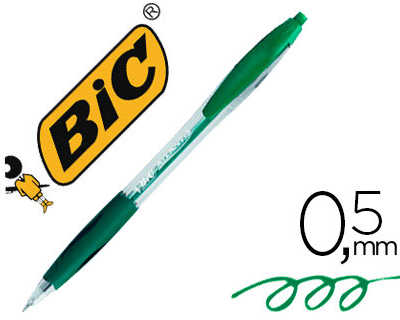 stylo-bille-bic-atlantis-acrit-ure-moyenne-0-5mm-encre-douce-bille-ractractable-corps-cristal-clip-grip-prahension-vert