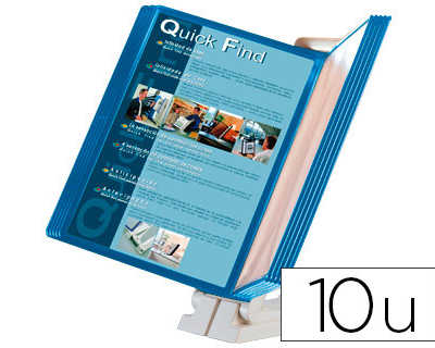 porte-catalogue-q-connect-mural-bureau-acc-s-rapide-information-protection-document-coloris-bleu-inclus-10-pochettes-a4