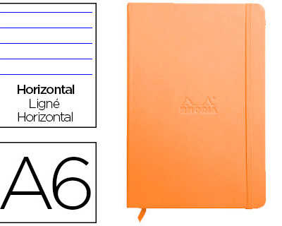 carnet-rhodia-webnotebook-a6-9-x14cm-couverture-simili-cuir-tangerine-192-pages-90g-ligna-alastique-marque-page-orange