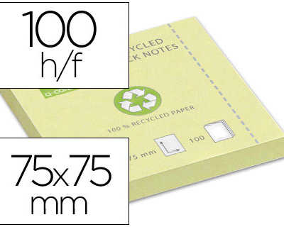 bloc-notes-q-connect-quick-not-es-papier-recycla-75x75mm-100f-repositionnables-coloris-jaune