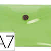 POCHETTE ENVELOPPE LIDERPAPEL POLYPROPYLENE 180 MICRONS A7 105X74MM 50F FERMETURE BOUTON RASISTANT TRANSPARENT VERT