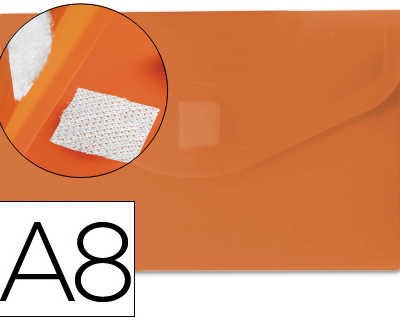 pochette-enveloppe-liderpapel-polypropylene-180-microns-a8-74x52mm-50f-fermeture-bouton-rasistant-transparent-orange