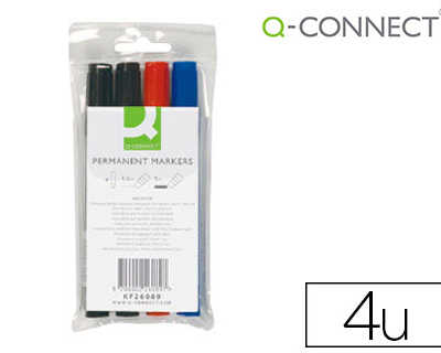 marqueur-q-connect-permanent-p-ointe-ogive-traca-3mm-rasistante-corps-plastique-pochette-4-unitas