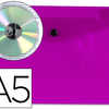 POCHETTE ENVELOPPE LIDERPAPEL POLYPROPYLENE 180 MICRONS A5 210X148MM 50F FERMETURE BOUTON RASISTANT TRANSPARENT VIOLET