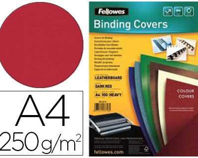 couverture-fellowes-grain-cuir-250g-format-a4-coloris-rouge-fonca-paquet-100-unitas