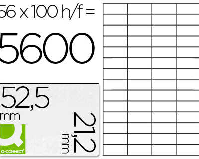 atiquette-adhasive-q-connect-5-2-5x21-2mm-coins-droits-imprimante-jet-encre-laser-copieur-bo-te-100-feuilles-5600-unitas