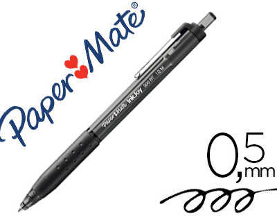 stylo-bille-paper-mate-inkjoy-300-rt-acriture-moyenne-0-5mm-encre-douce-ratractable-clip-matal-rasiste-bavures-grip-noir