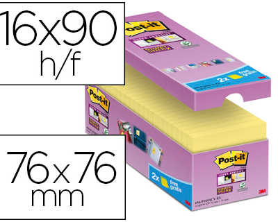 bloc-notes-post-it-super-stick-y-76x76mm-repositionnables-adhasif-renforca-90f-bloc-coloris-jaune-16-blocs-2-offerts