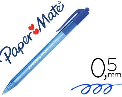 stylo-bille-paper-mate-inkjoy-100-acriture-moyenne-0-5mm-encre-ultra-douce-rasiste-bavures-ratractable-coloris-bleu