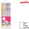 STYLO-BILLE UNIBALL SIGNO ACRITURE MOYENNE 0.5MM POINT E 1MM ENCRE GEL RASISTE EAU LUMIERE PAILLETA POCHETTE 5U