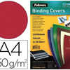 COUVERTURE FELLOWES GRAIN CUIR 250G FORMAT A4 COLORIS ROUGE FONCA PAQUET 100 UNITAS