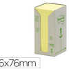 BLOC-NOTES POST-IT PAPIER RECYCLÉ 76X76MM 100F/BLOC REPOSITIONNABLES COLORIS JAUNE TOUR 16 BLOCS