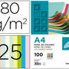 PAPIER COULEUR LIDERPAPEL MULT IFONCTION A4 80G/M2 ASSORTIMENT 25 COULEURS PAQUET 100 FEUILLES