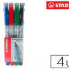 STYLO-FEUTRE STABILO OHP PEN SOLUBLE POINTE EXTRA-FINE MULTI-SUPPORTS EFFAÇABLE GRIP ERGONOMIQUE POCHETTE 4 UNITÉS