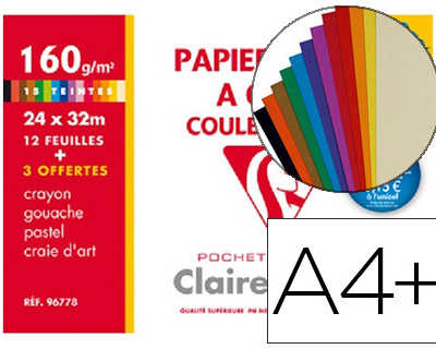 papier-dessin-clairefontaine-c-ouleur-travaux-de-dacoupage-gouache-pastel-160g-a4-coloris-vifs-pochette-12f