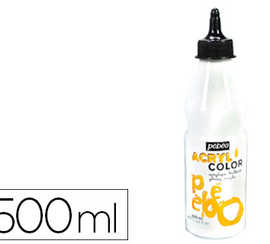 gouache-acrylique-pabao-acrylc-olor-indalabile-couvrante-brillante-tous-supports-coloris-blanc-flacon-500ml