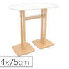 TABLE DE RAUNION DEBOUT PAPERF LOW 114X75CM COLORIS PIED SAPIN PLATEAU BLANC