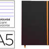 CARNET RHODIA WEBNOTEBOOK A5 1 4,8X21CM COUVERTURE SIMILI CUIR NOIR 192 PAGES 90G LIGNA ALASTIQUE MARQUE-PAGE ORANGE